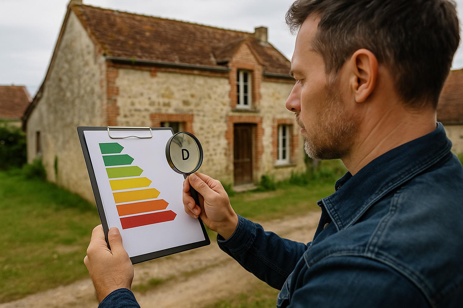 Un homme cherche le numéro de DPE d'une maison ancienne
